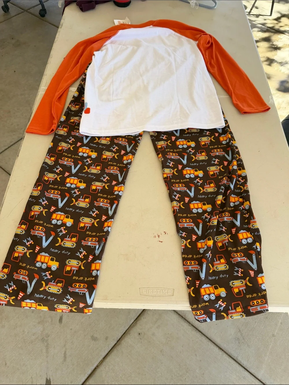 NWT Gymboree Orange and White Construction Pajama Set